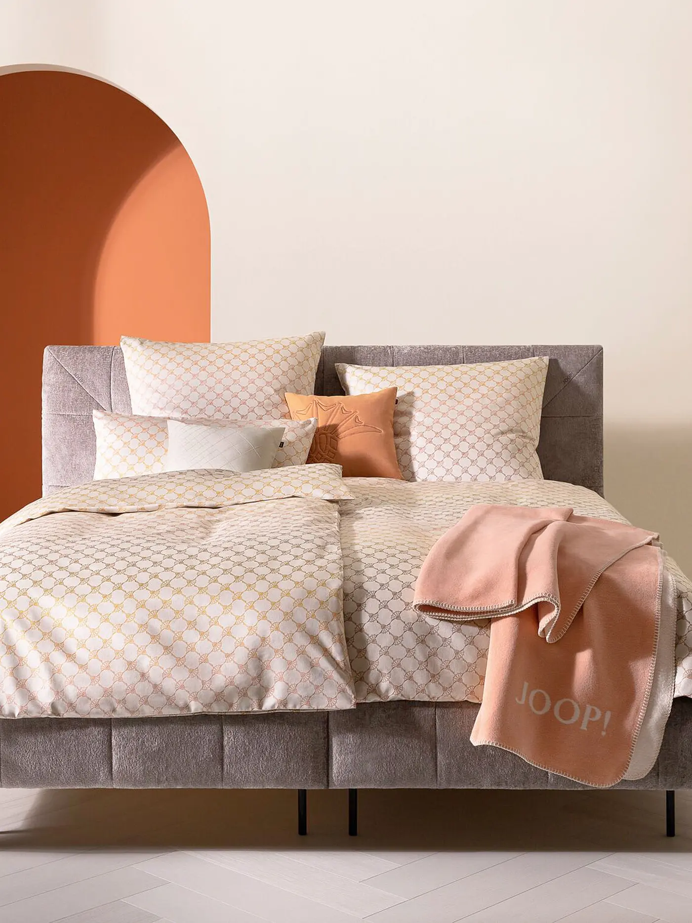JOOP | Satin Bettwäsche 140x220cm CORNFLOWER GLEAM  Stone | rosa
